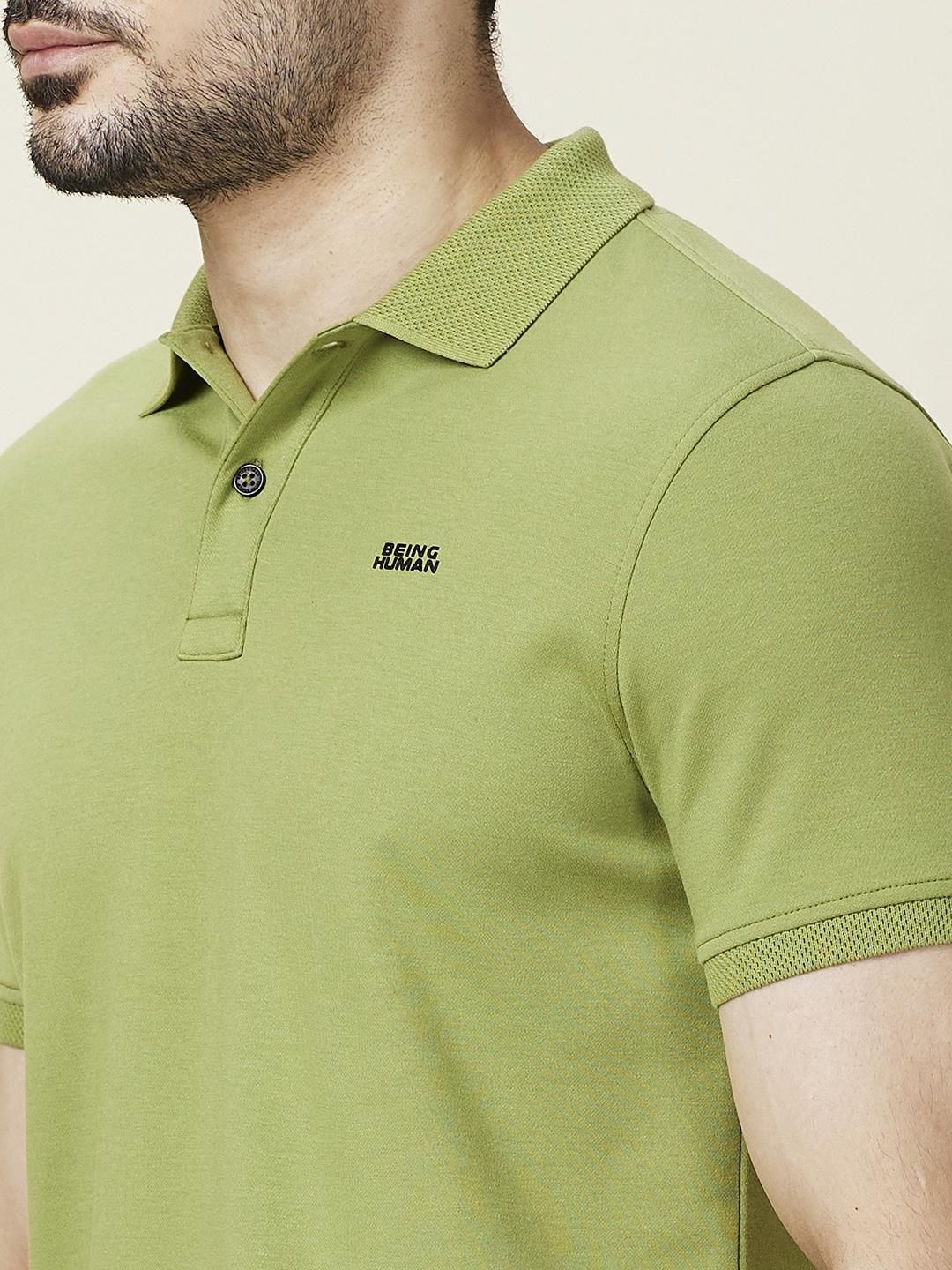 Being Human Men Solid Polo Collar Slim Fit T-shirt
