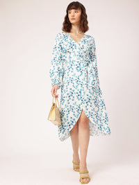 DressBerry Effortlessly Glamorous Printed Belted Wrap Tulip-Hem Midi Dress