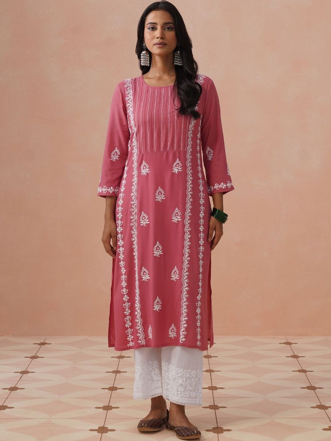 House of Chikankari Women Ethnic Motifs Embroidered Thread Work Kurta