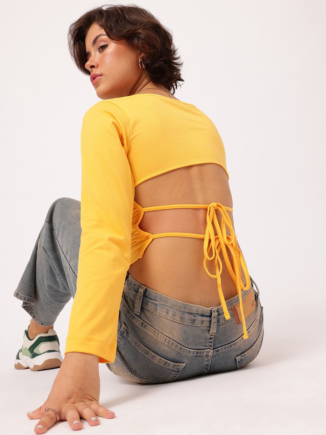 DressBerry Hello Sunshine Ruched Styled Back Top