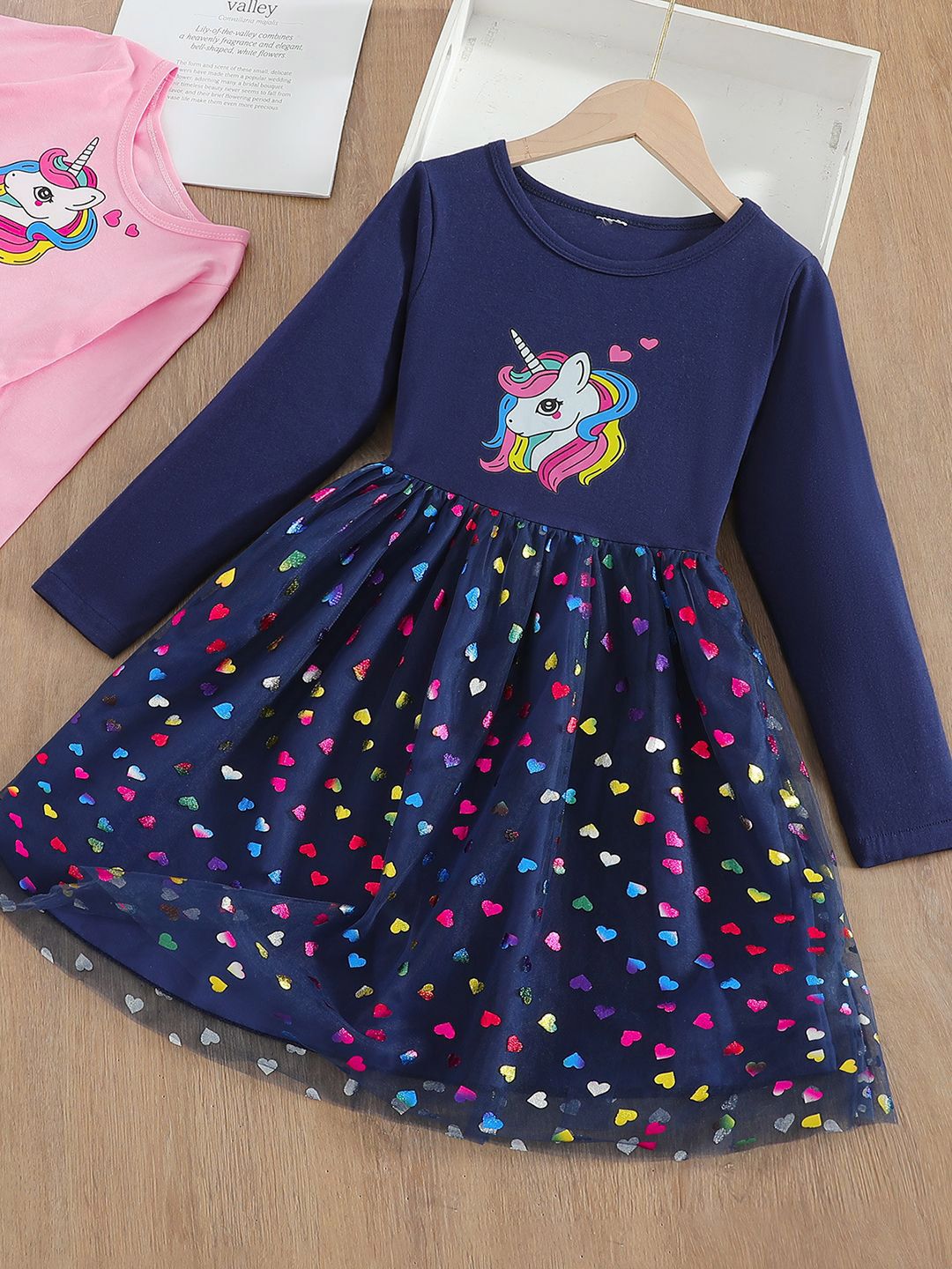 YK Embellished Print Fit & Flare Dress