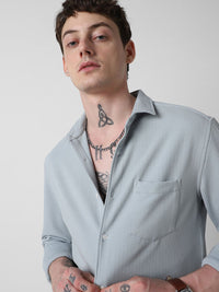 VASTRADO Men Classic Cutaway Collar Textured Slim Fit Casual Shirt