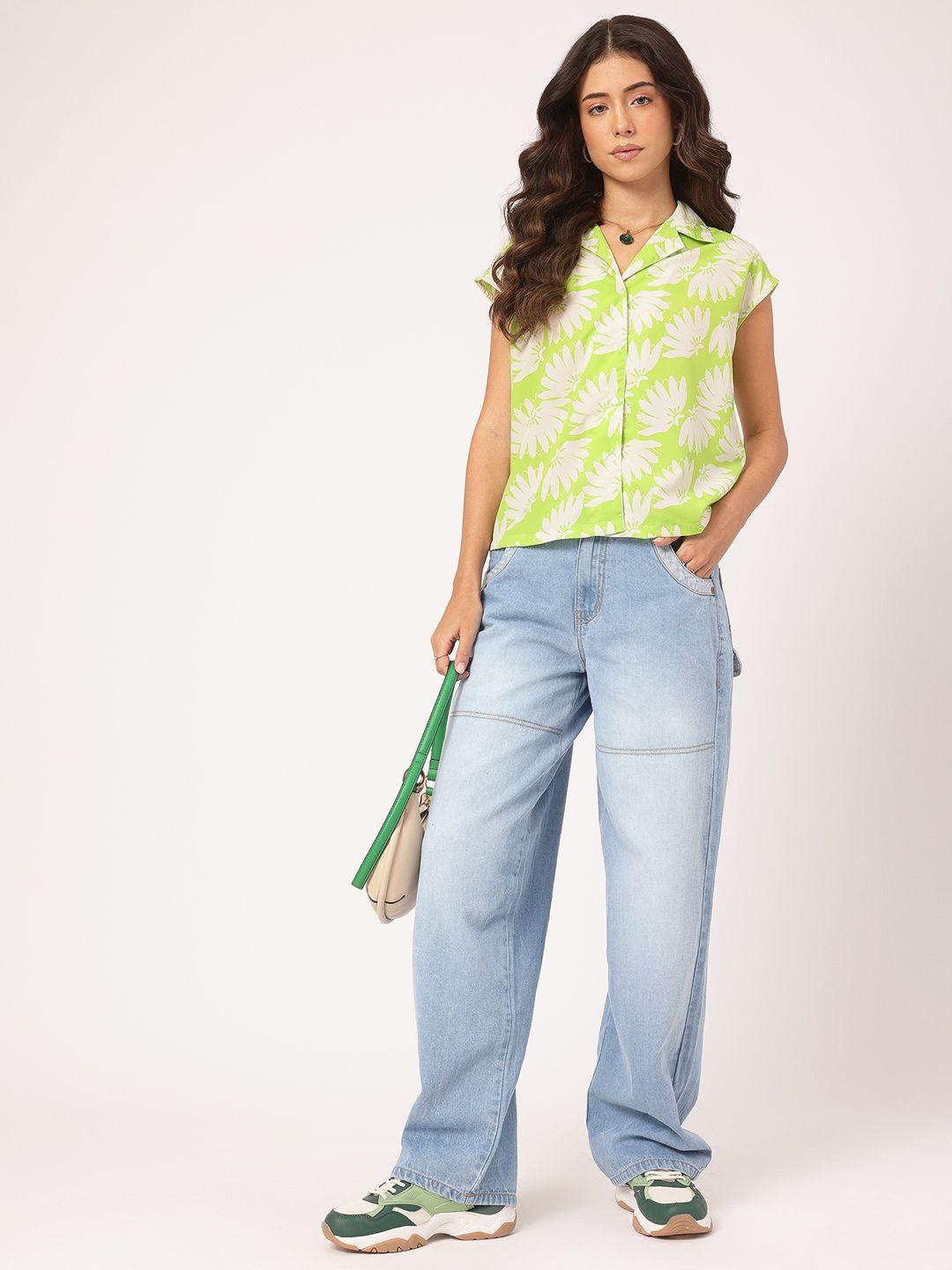 DressBerry Retro Blooms Floral Print Cuban Collar Shirt
