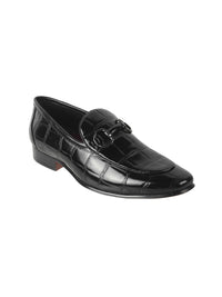 Metro Men Textured Leather Formal Slip-On Shoes