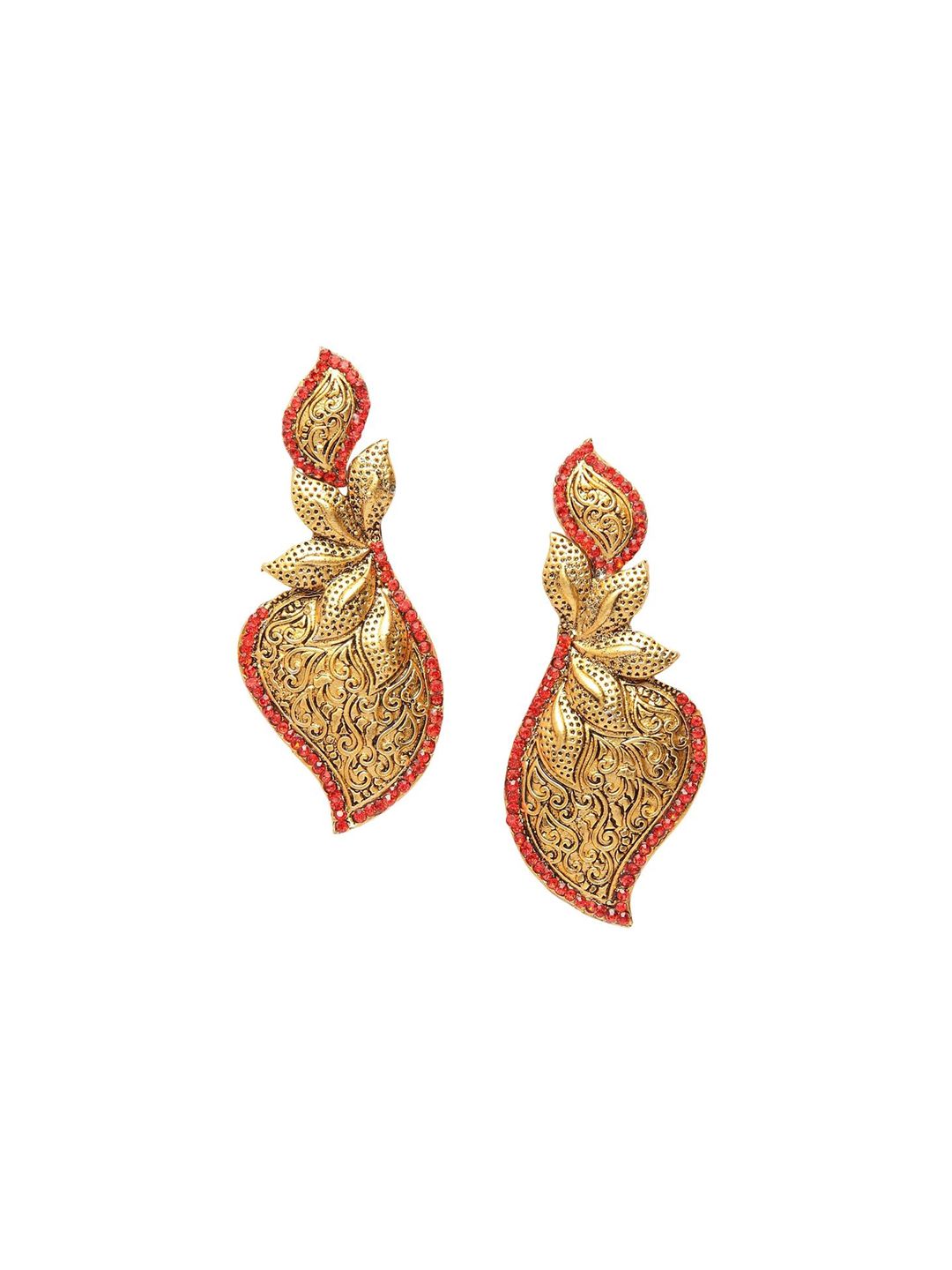 Anouk Red Gold-Plated Contemporary Drop Earrings