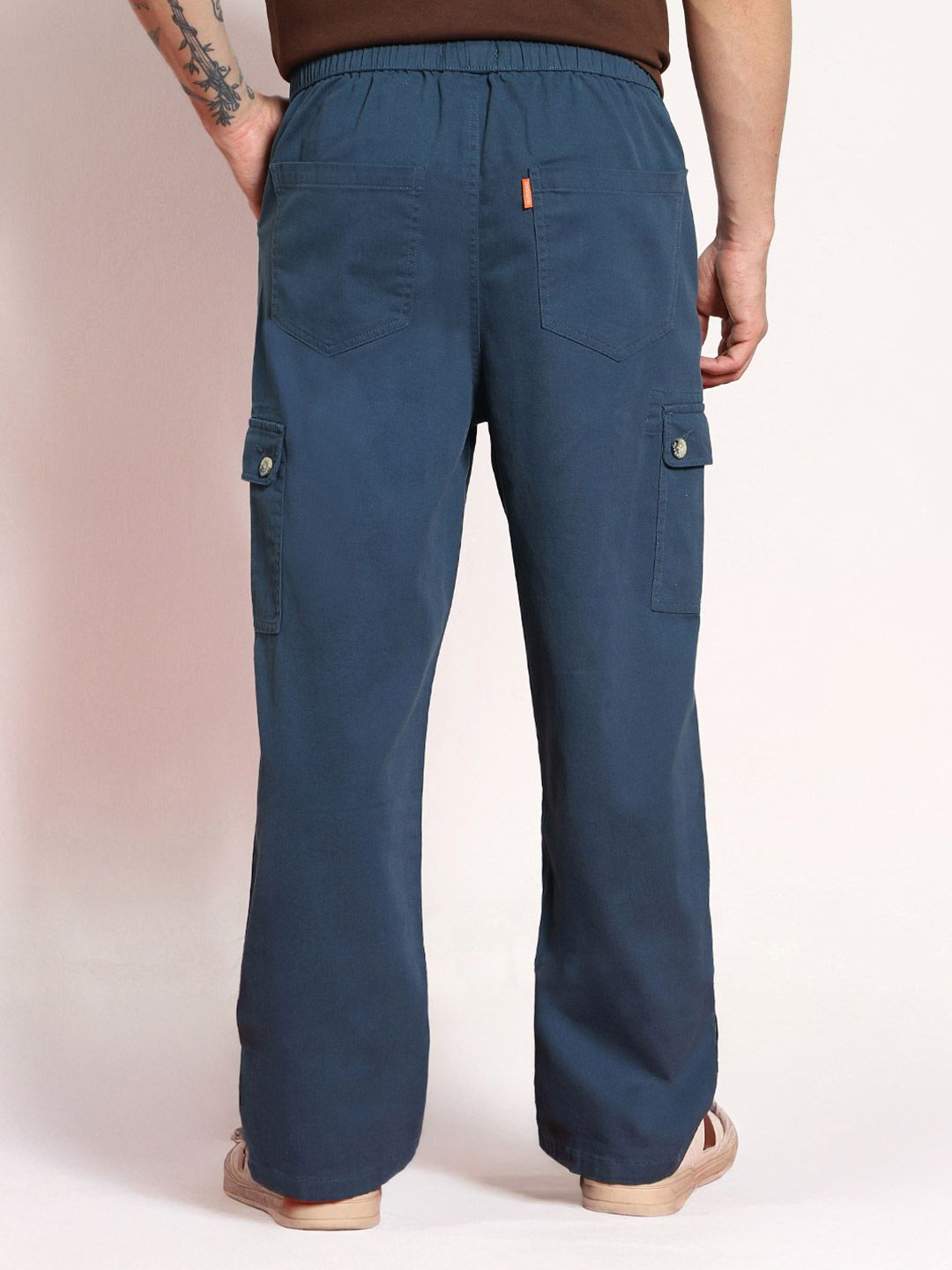 Urbano Fashion Men's Denim Blue Loose Baggy Fit Cargo Jogger