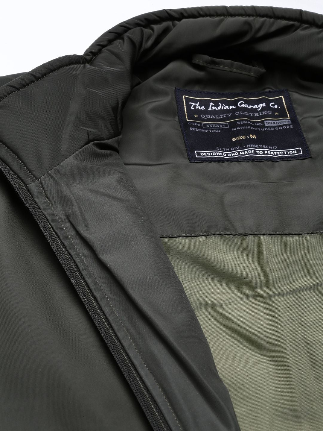 The Indian Garage Co Men Zip-Front Slim Fit Bomber Jacket