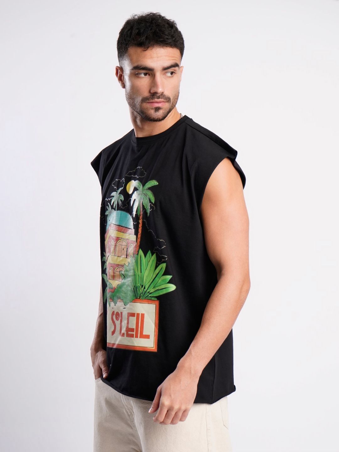 Bene Kleed Men Printed Extended Sleeves Tropical Raw Edge T-shirt