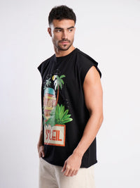 Bene Kleed Men Printed Extended Sleeves Tropical Raw Edge T-shirt