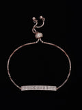 PANASH 925 Sterling Silver Rose Gold-Plated CZ-Studded Charm Bracelet