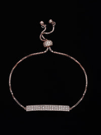 PANASH 925 Sterling Silver Rose Gold-Plated CZ-Studded Charm Bracelet