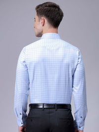 The Indian Garage Co. X Luxe Men Slim Fit Cutaway Collar Grid Tattersall Checked Formal Shirt