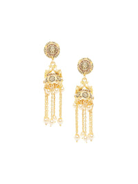 Anouk Gold-Plated Pearl Studded Contemporary Jhumkas
