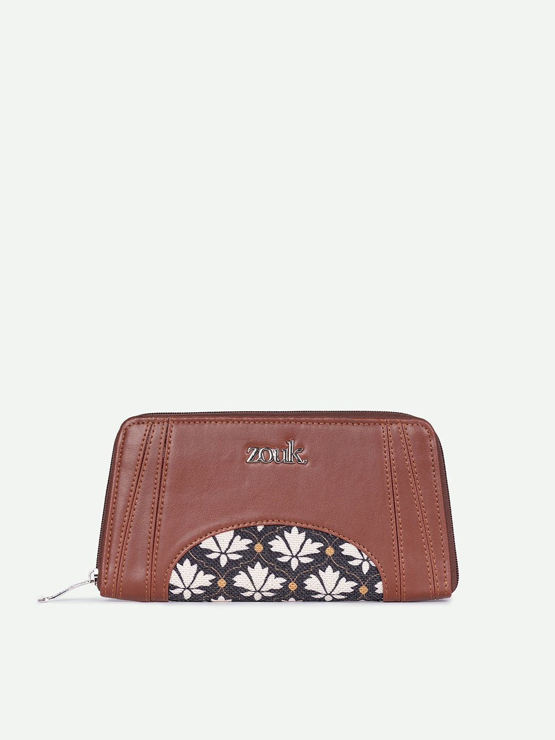 ZOUK Women Floral Printed Leather Zip Around Wallet