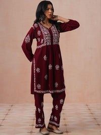 House of Chikankari Women Regular Chikankari Kurta with Trousers