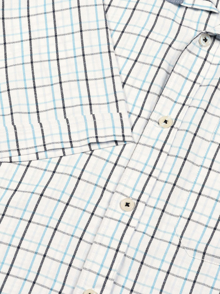 Thomas Scott Men Smart Cutaway Collar Tartan Checked Cotton Formal Shirt
