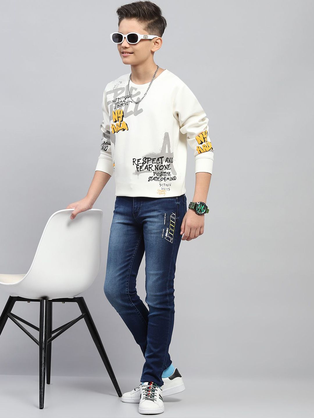 Monte Carlo Boys Printed Cotton Pullover Sweatshirt