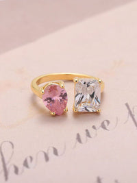 SALTY Mesmerize Toi-et-Moi Golden Ring For Women & Girls Finger Ring Jewellery Accessories