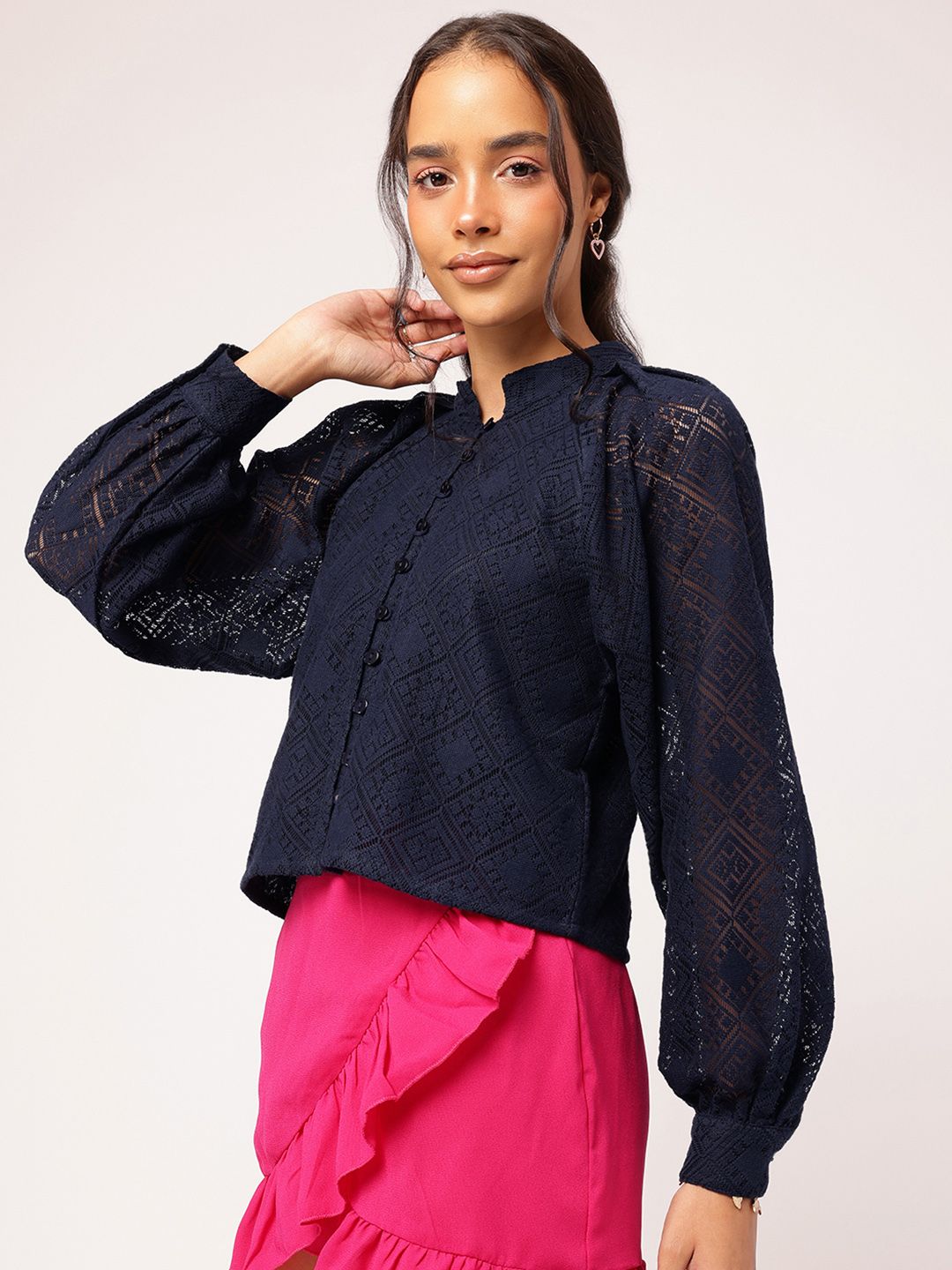 DressBerry Lacey Affair Puffy Raglan Ease Shirt