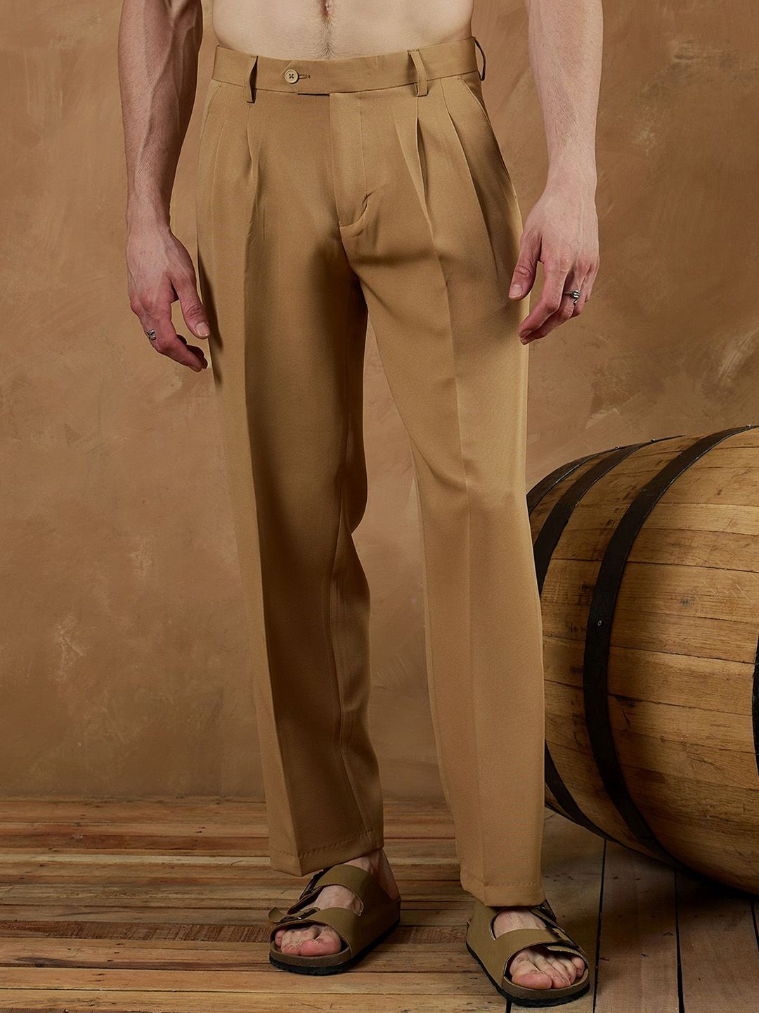 DENNISON Men Relaxed Baggy Easy Wash Pleated Korean Pants