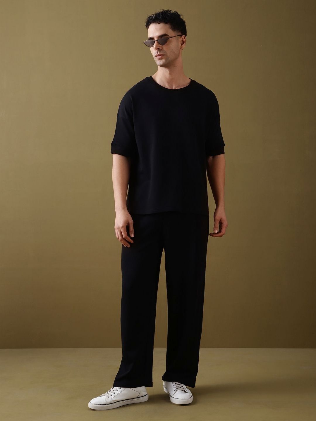 DILLINGER Men Solid Ultra Soft Drapey Oversized Drop Shoulder T-Shirt