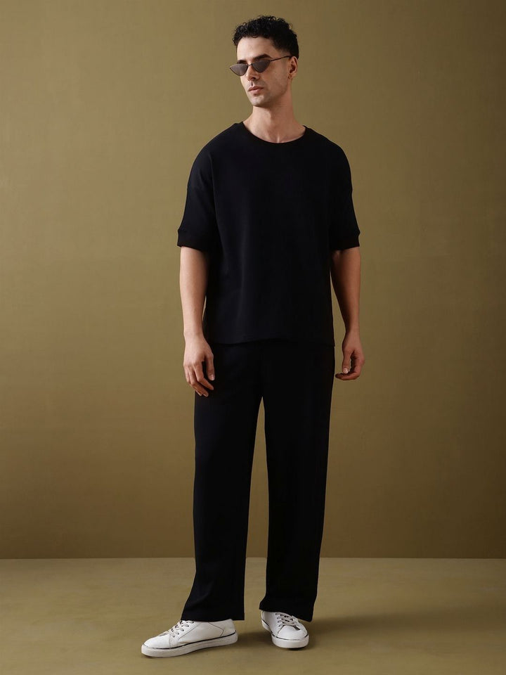 DILLINGER Men Solid Ultra Soft Drapey Oversized Drop Shoulder T-Shirt