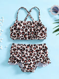 YK Girls Animal Printed Top & Shorts Swim Set