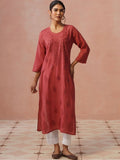 Rumah Wanita Chikankari Berhias Benang Kerja Chanderi Sutera Kurta