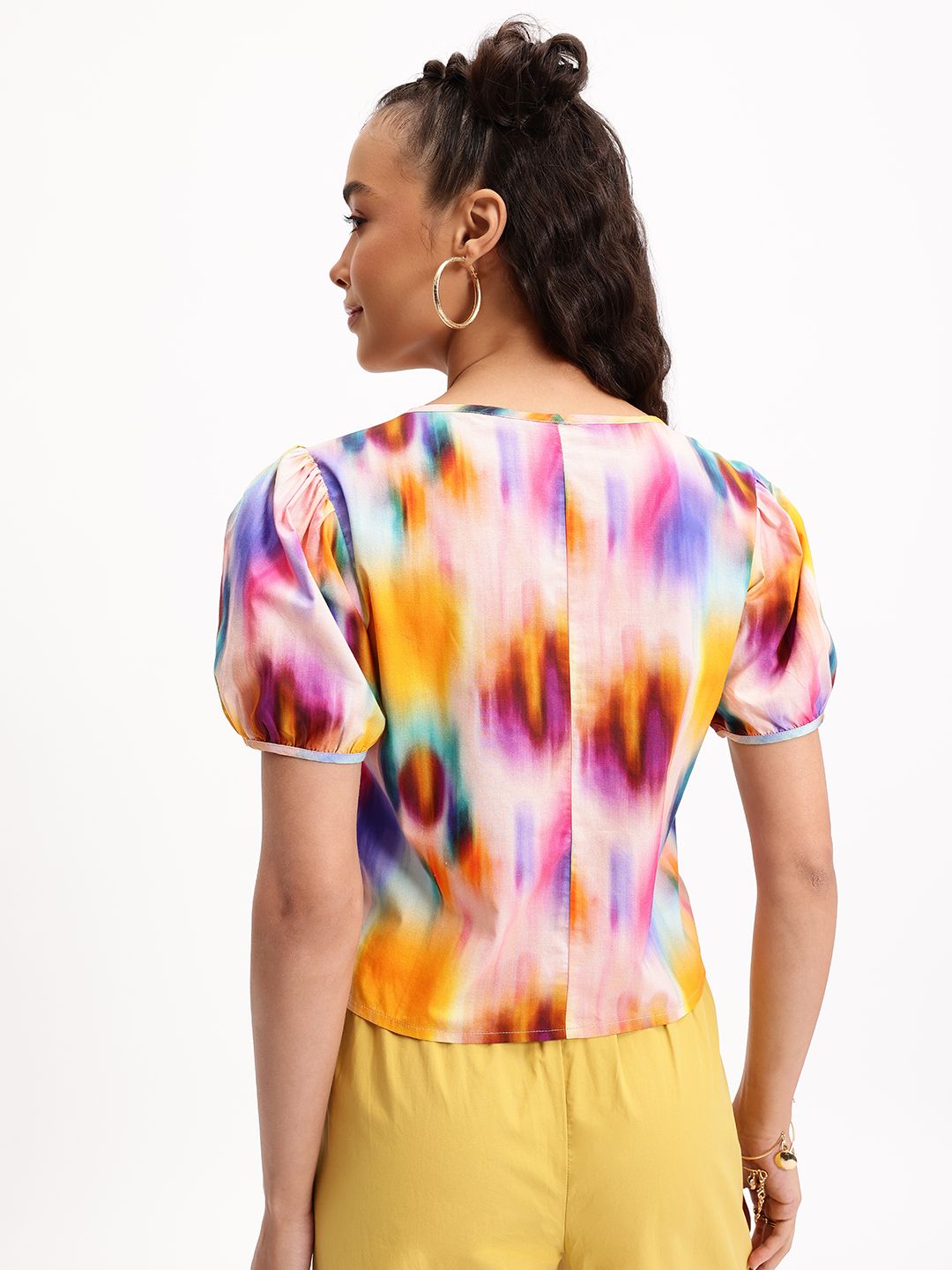DressBerry Dyed to Impress Abstract Printed Shirt Style Top