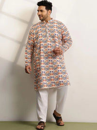 SOJANYA PLUS Men Floral Printed Regular Pure Cotton Kurta with Pyjamas