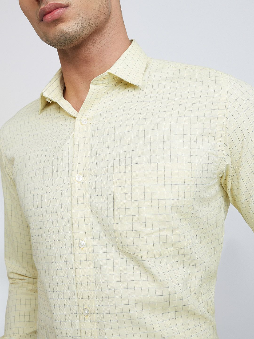 Park Avenue Slim Fit Grid Tattersall Checks Opaque Formal Shirt