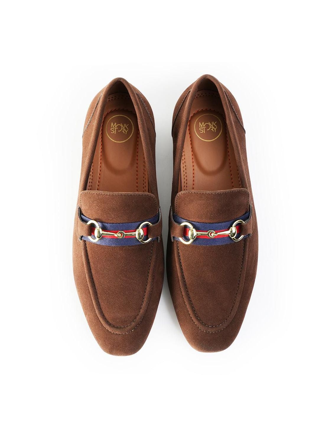 Monkstory Men Round Toe Slip-On Vintage Horsebit Loafers