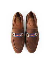 Monkstory Men Round Toe Slip-On Vintage Horsebit Loafers