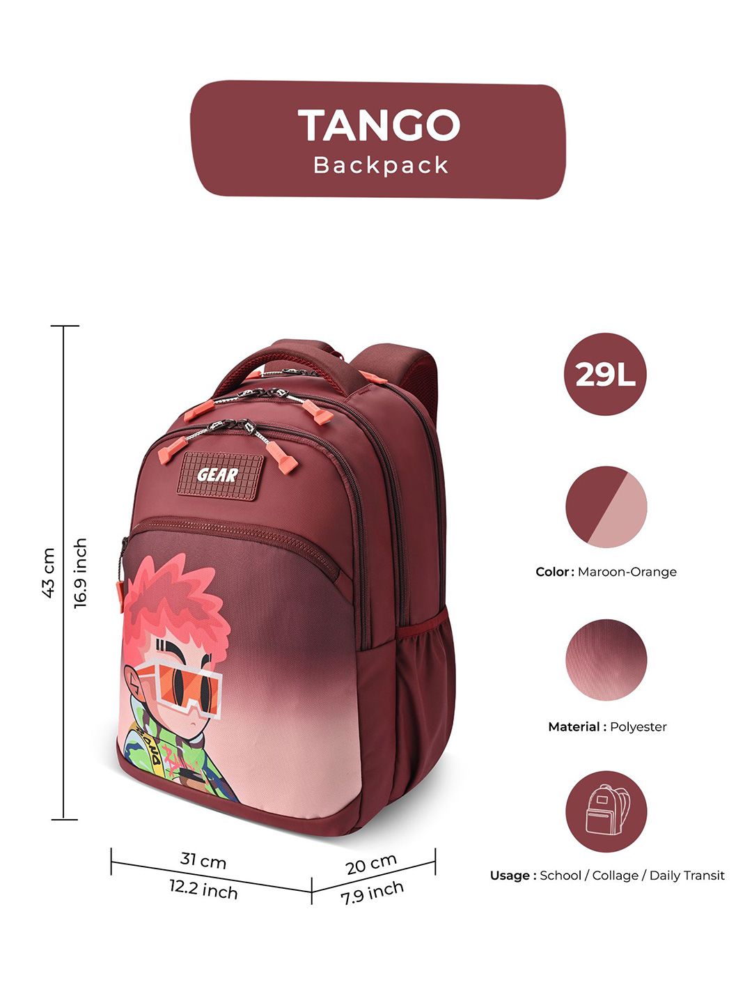 Gear Unisex Ergonomic Backpack