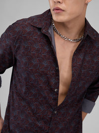 VASTRADO Men Classic Spread Collar Floral Printed Cotton Slim Fit Casual Shirt