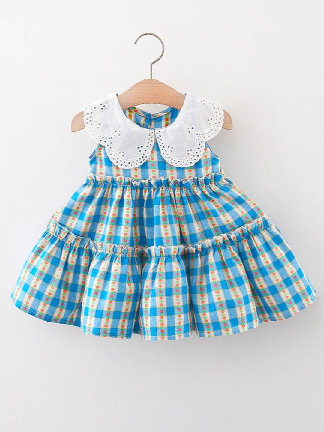 YK Checked Fit & Flare Dress