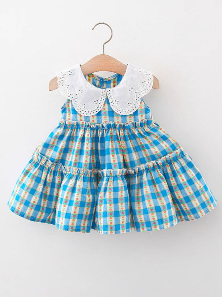 YK Checked Fit & Flare Dress