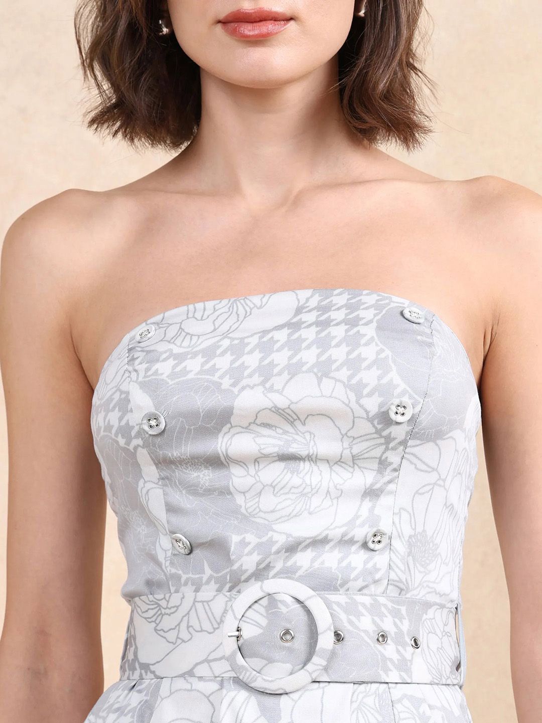 RAREISM Floral Printed Bandeau Midi Dress