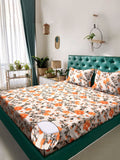 Myntra Elegant Cream Floral Printed Dilengkapi 300 TC King 7D Cadar & 2 Sarung Bantal