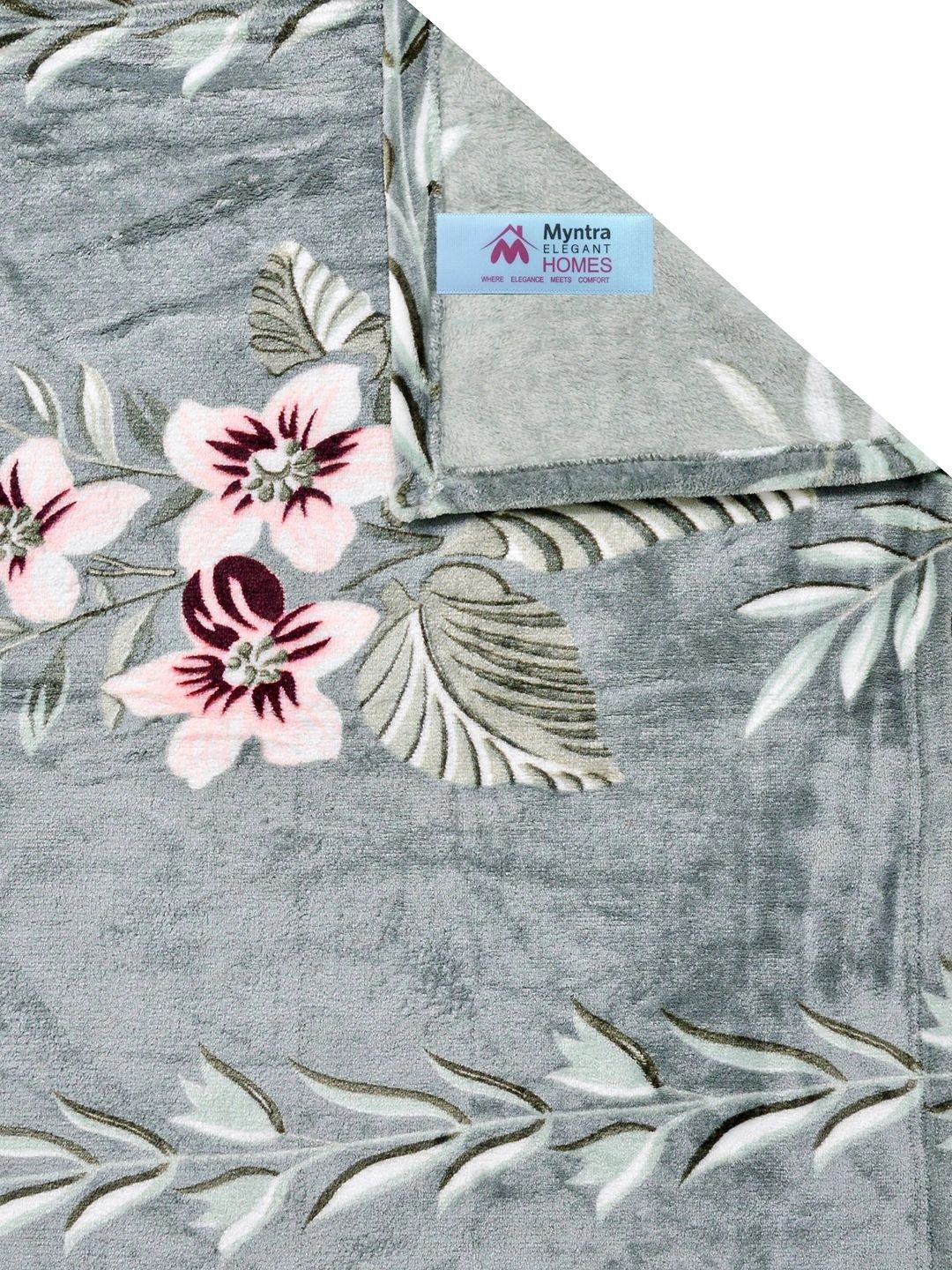 Myntra Elegant Homes Green Floral Printed Fitted 300 TC Single Bedsheet Set- 225X150 cm