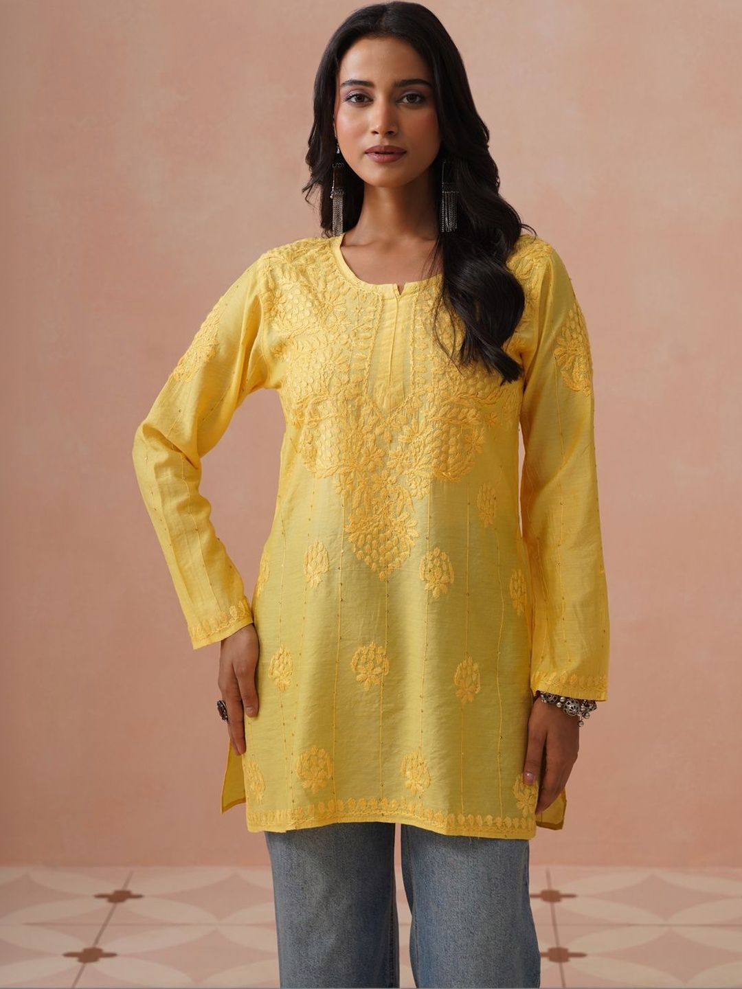 Rumah Wanita Chikankari Sulam Kurta Chikankari