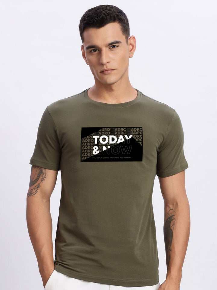 ADRO Typography Printed Round Neck Cotton T-shirt