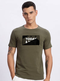ADRO Typography Printed Round Neck Cotton T-shirt