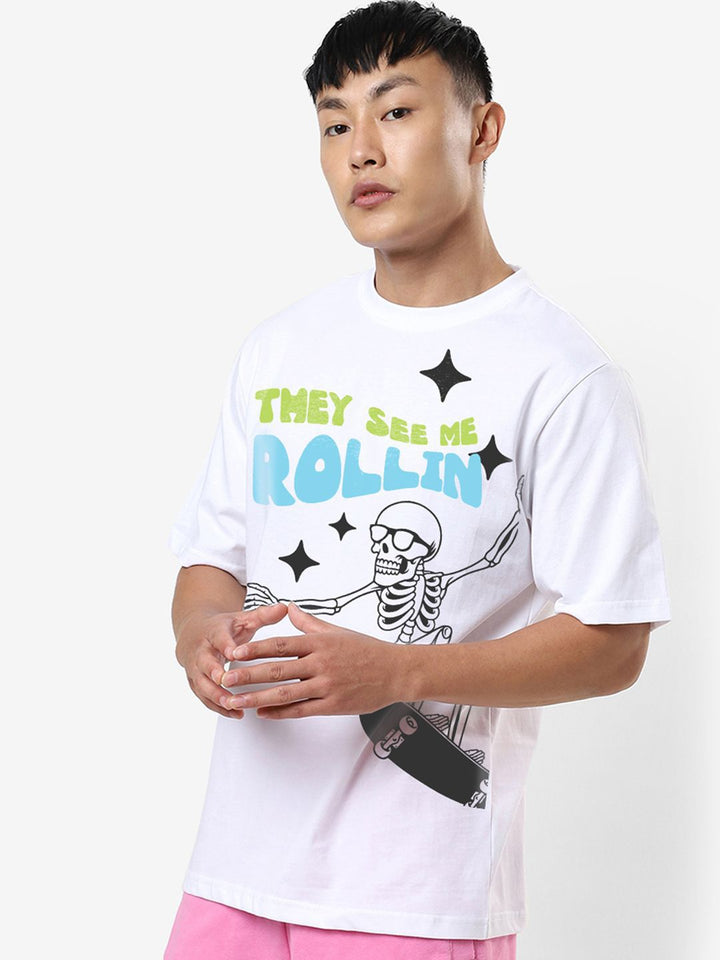 Bewakoof Men Death Roll Graphic Printed Oversized T-shirt