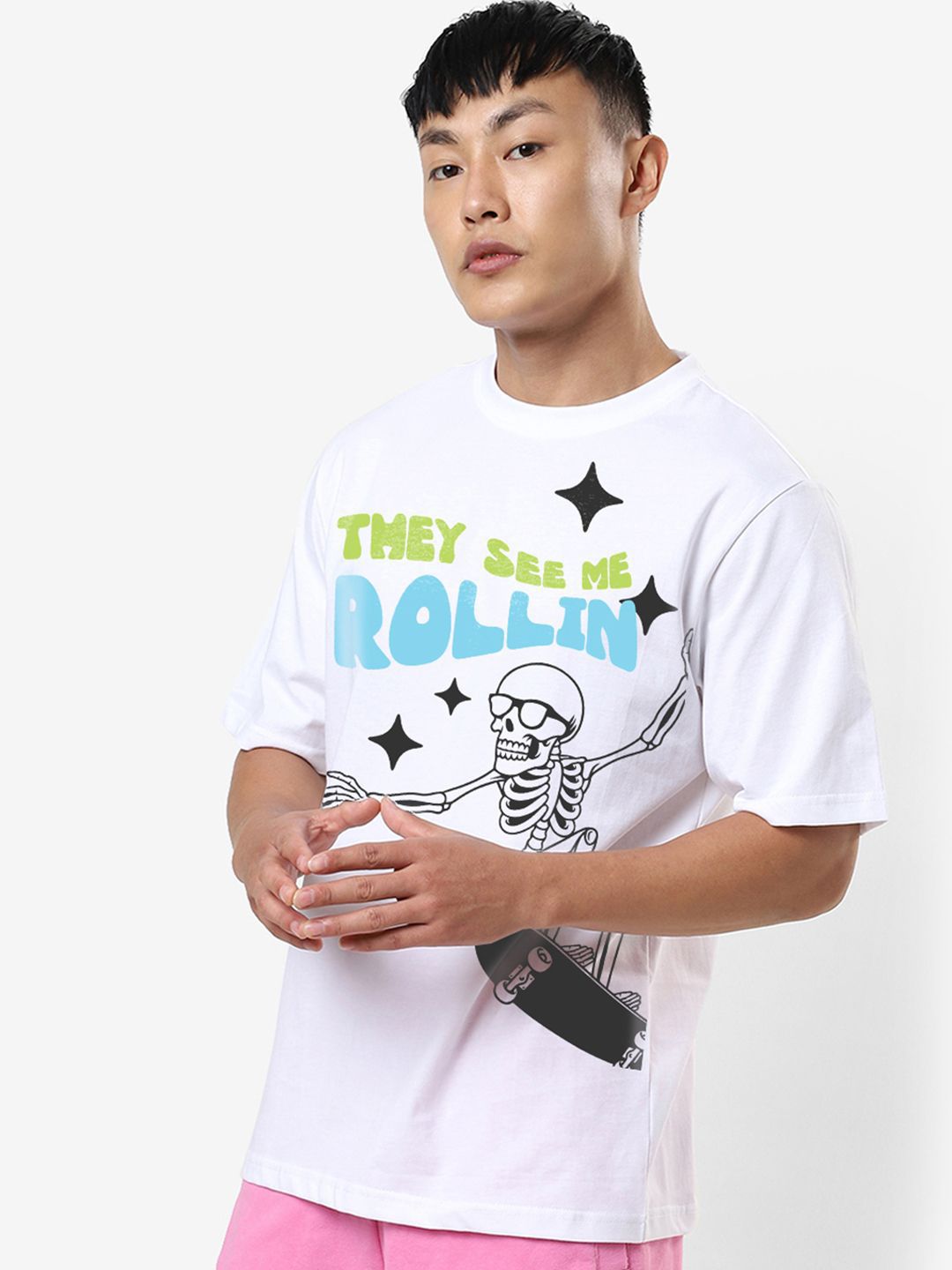 Bewakoof Men Death Roll Graphic Printed Oversized T-shirt