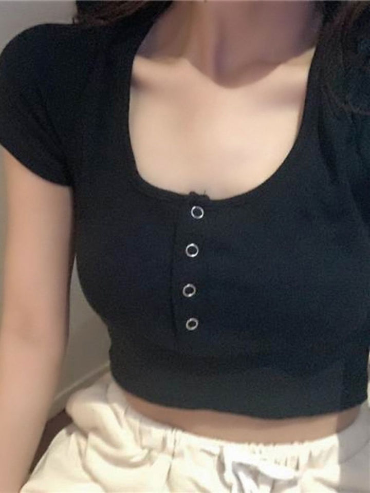 DressBerry Scoop Neck Crop T-Shirt