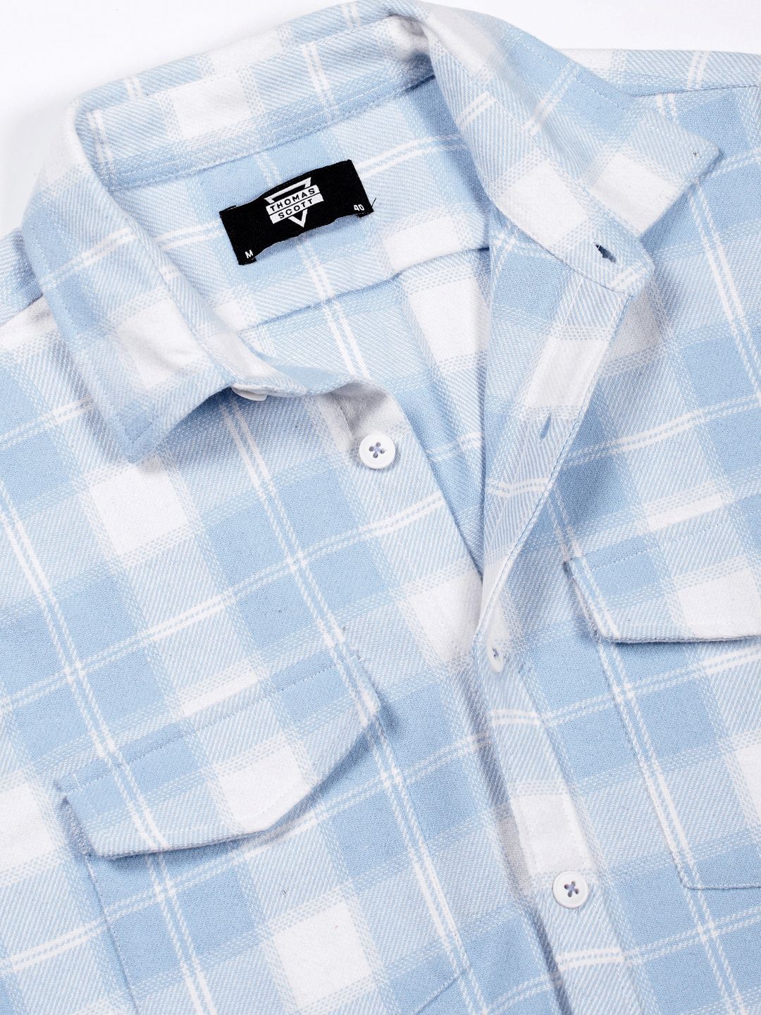 Thomas Scott Men Premium Windowpane Checks Opaque Checked Casual Shirt