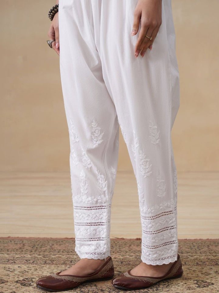 House of Chikankari Women Embroidered Relaxed Trousers