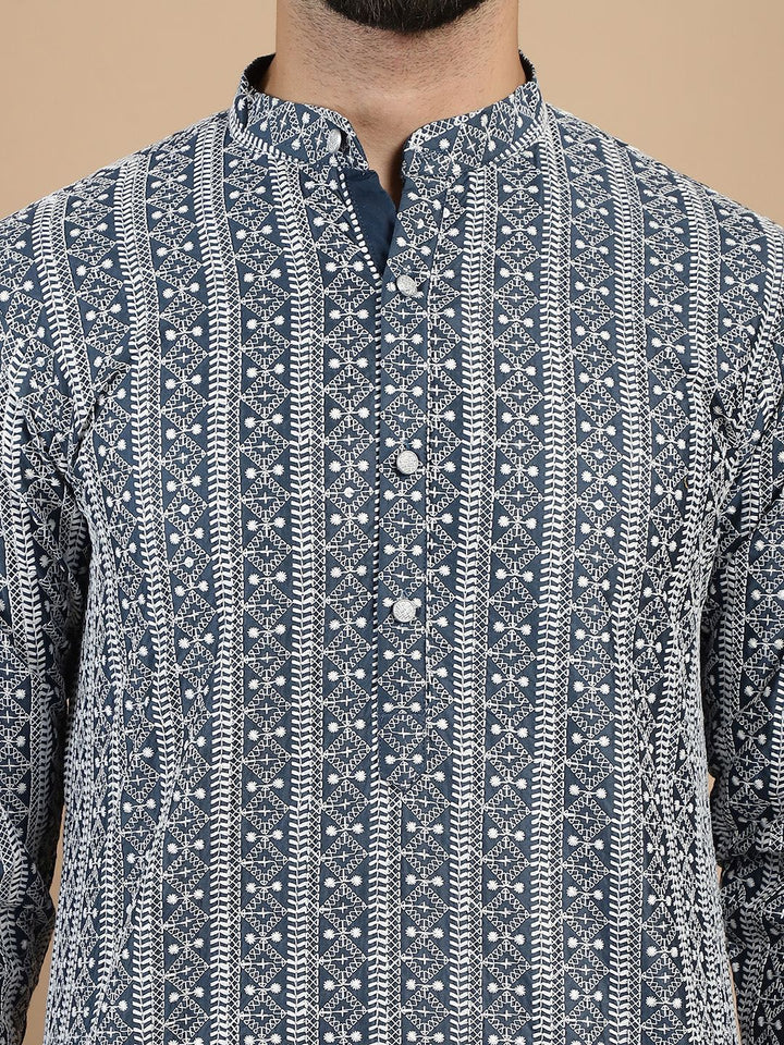 Anouk Ethnic Motifs Embroidered Regular Pure Cotton Straight Kurta With Churidar