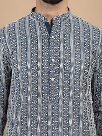 Anouk Ethnic Motifs Embroidered Regular Pure Cotton Straight Kurta With Churidar